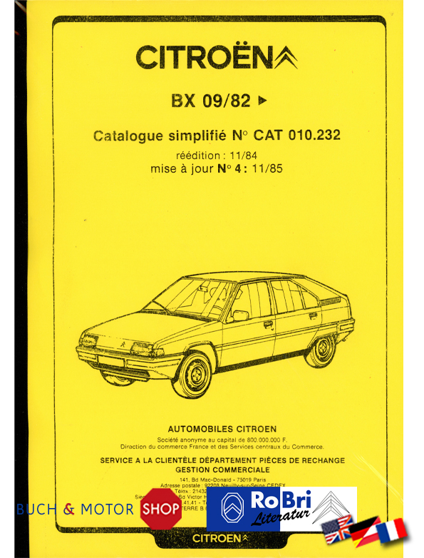 Citroën BX Ersatzteilkatalog 1985 CAT 010.232
